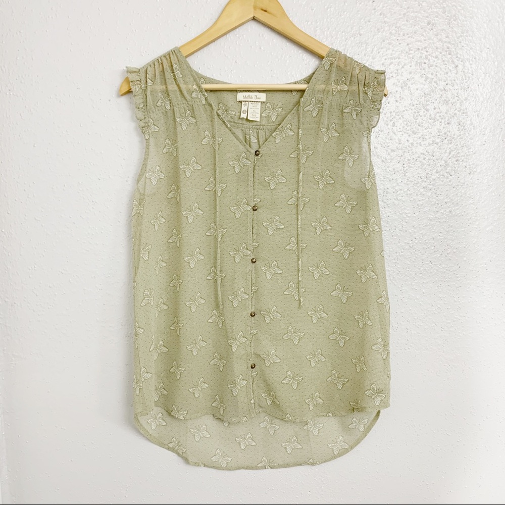 MATILDA JANE Sheer Butterfly Sleeveless Blouse S